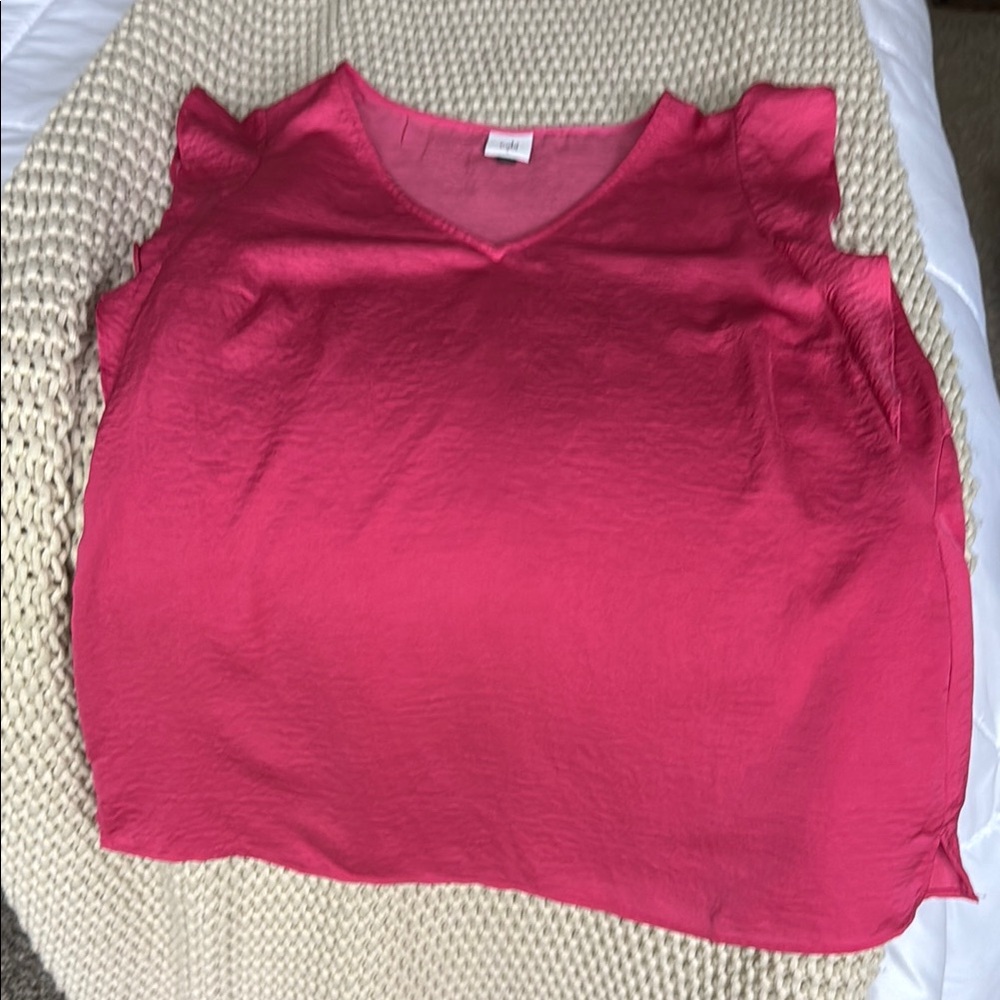 CABi Pink Ruffled Sleeve Top